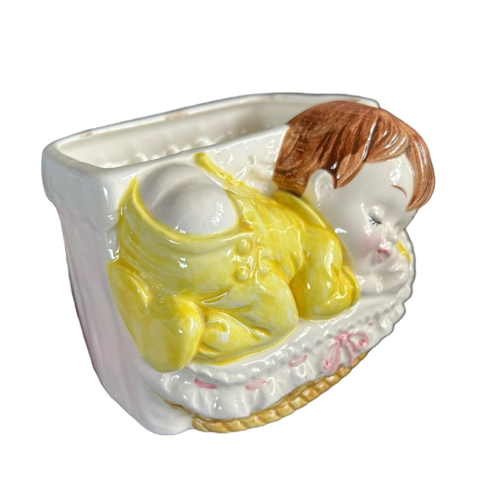SALE VTG 1950s Ceramic Napping Baby Bottom Planter Vase MCM Retro Nursery Decor - Picture 2 of 11